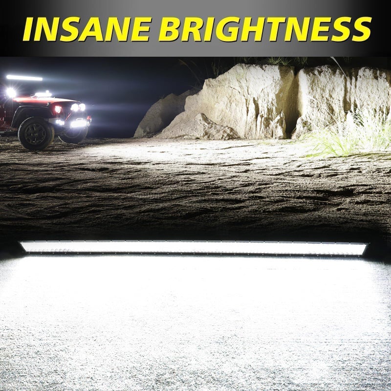 AKD Part 52 Inch Straight LED Light Bar, AKD Part 380W Quad Row Offroad Driving Lights Spot Flood Combo LED Work Light Roof Light Bar for Trucks Pickup Tractor Chevy Ram Wrangler Boat - Image 3